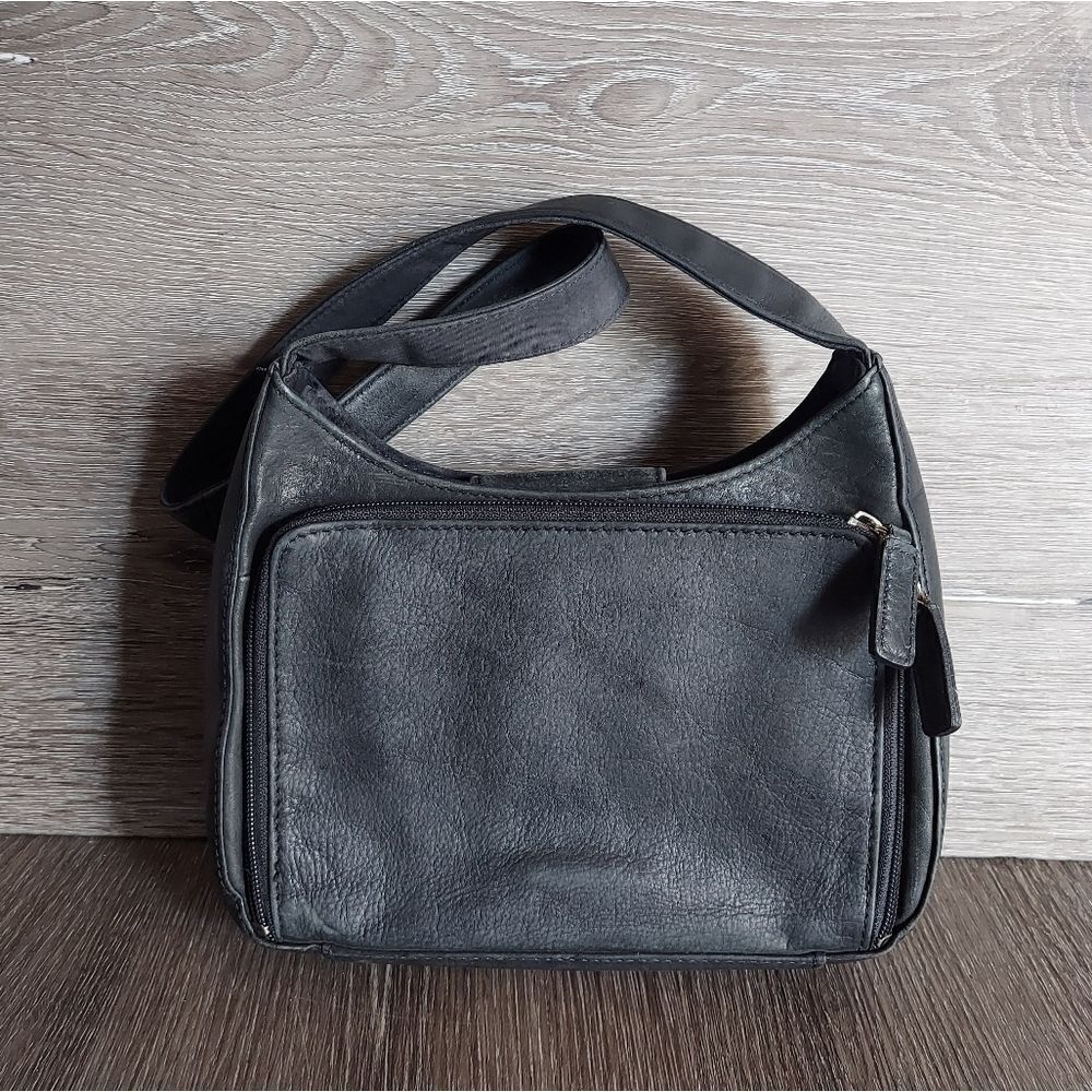 Fossil Vintge Y2K Black Leather Shoulder Bag Flap Pocket - Picture 2 of 11